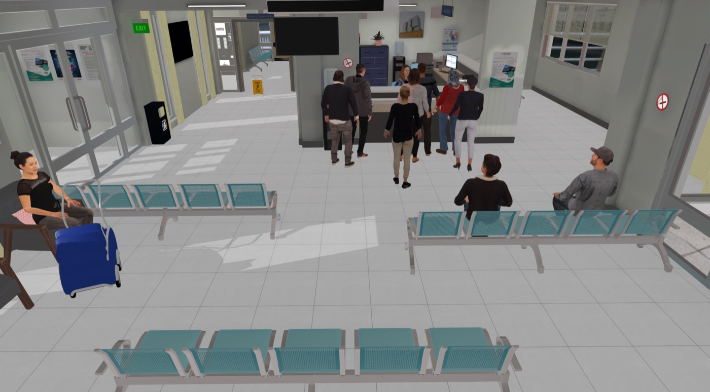 PRISM waiting-room simulation screen